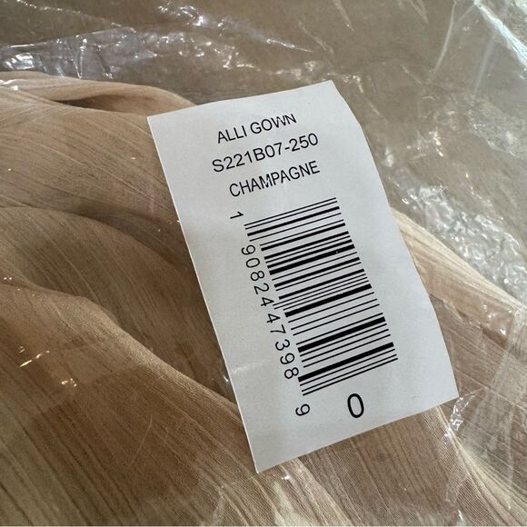 Sachin & Babi Alli Gown Champagne V Neck Satin Dress - Picture 7 of 7